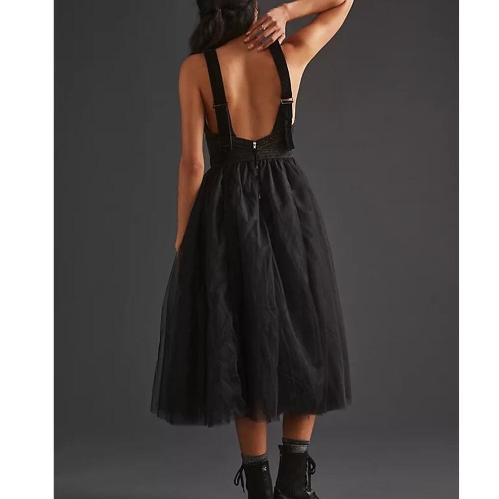 Anthropologie Pilcro Denim Tulle Midi Soft Goth Punk Dress